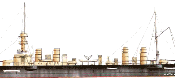 Корабль NMF La Gloire (Armoured Cruiser) (1899) - чертежи, габариты, рисунки