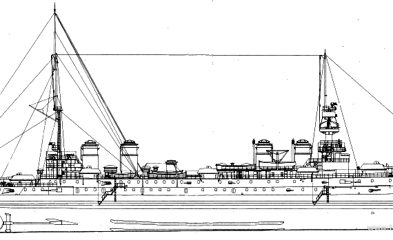 Корабль NMF Laon Gambetta (Armoured Cruiser) (1914) - чертежи, габариты, рисунки