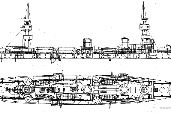 Корабль NMF Latouche Truville (Armoured Cruiser) (1914) - чертежи, габариты, рисунки