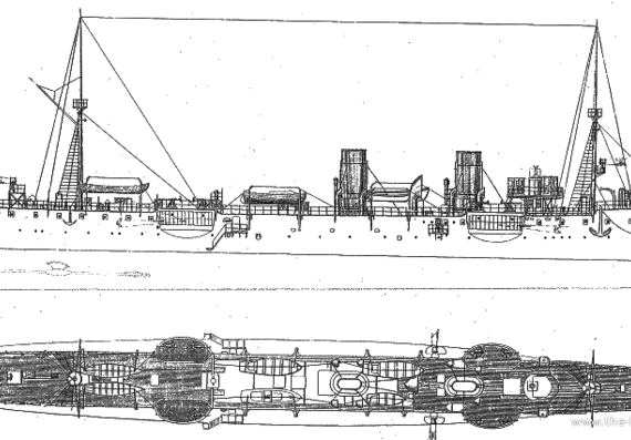 Корабль NMF Lavoisier (Protected Cruiser) (1912) - чертежи, габариты, рисунки