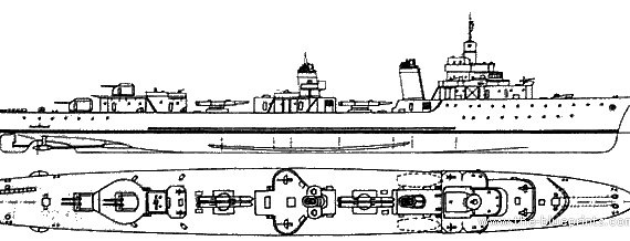 Корабль NMF Le Fier (Torpedo Ship) (1940) - чертежи, габариты, рисунки