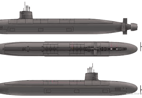 NMF Le Triomphant (SSBN Submarine) - drawings, dimensions, figures