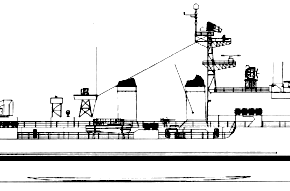 Эсминец NMF Maillr-Breze D627 1980 (T 47 Surcouf class Destroyer) - чертежи, габариты, рисунки
