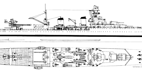Корабль NMF Marseillaise (Light Cruiser) (1938) - чертежи, габариты, рисунки
