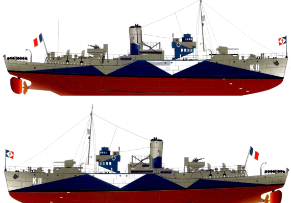 Корабль NMF Mimosa K11 - чертежи, габариты, рисунки
