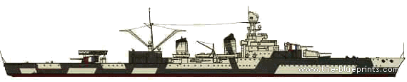 NMF Montcalm (Light Cruiser) (1940) - drawings, dimensions, pictures