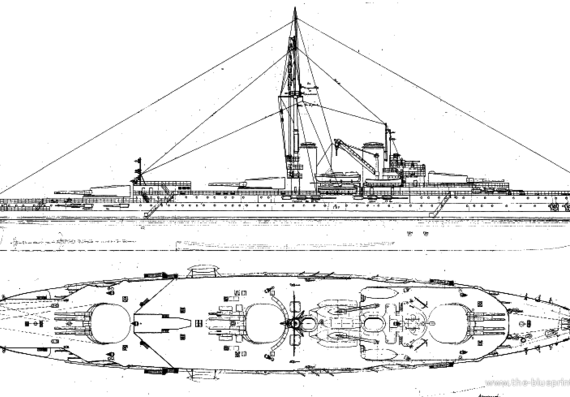 Корабль NMF Normandie (Battleship) (1914) - чертежи, габариты, рисунки