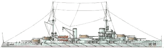 Корабль NMF Provence (Battleship) (1916) - чертежи, габариты, рисунки