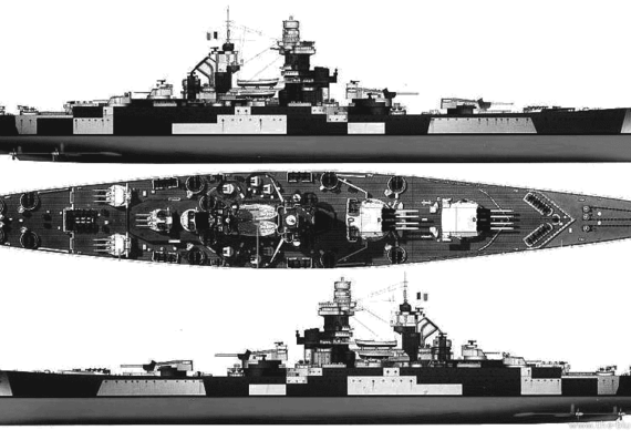 Корабль NMF Richelieu (1943) - чертежи, габариты, рисунки