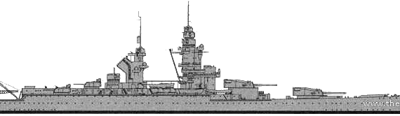 Корабль NMF Richelieu (Battleship) (1940) - чертежи, габариты, рисунки