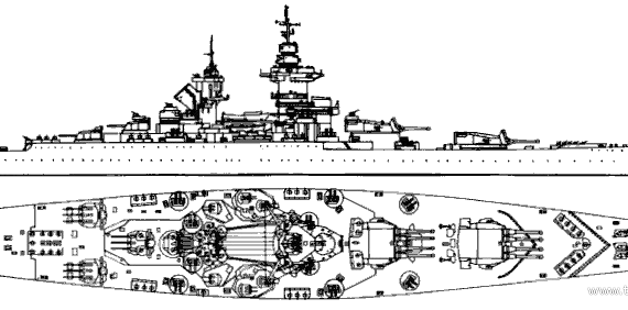 Корабль NMF Richelieu (Battleship) (1944) - чертежи, габариты, рисунки