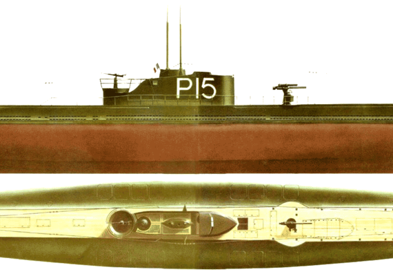 Корабль NMF Rubis (Submarine) (1943) - чертежи, габариты, рисунки