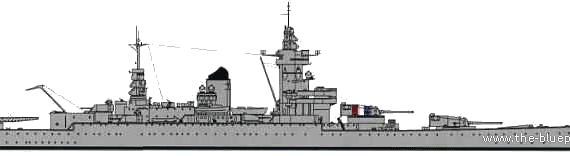 Корабль NMF Strasbourg (Battleship) (1942) - чертежи, габариты, рисунки