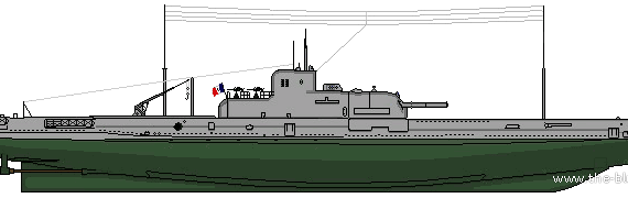 NMF Surcouf (Submarine) - drawings, dimensions, figures