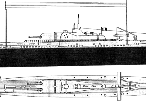 Корабль NMF Surcouf (Submarine) (1935) - чертежи, габариты, рисунки