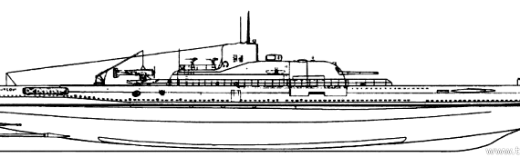 NMF Surcouf (Submarine) (1941) - drawings, dimensions, pictures