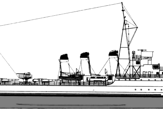Эсминец NMF Tempete 1938 (Destroyer) - чертежи, габариты, рисунки