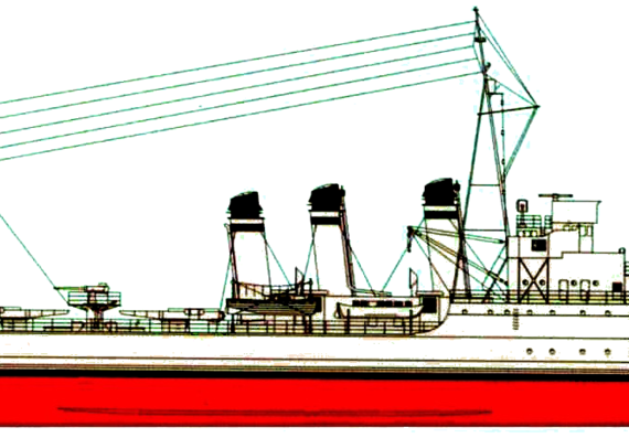 Эсминец NMF Tornade 1929 (Destroyer) - чертежи, габариты, рисунки