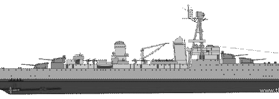 Крейсер NMF Tourville (Cruiser) (1945) - чертежи, габариты, рисунки