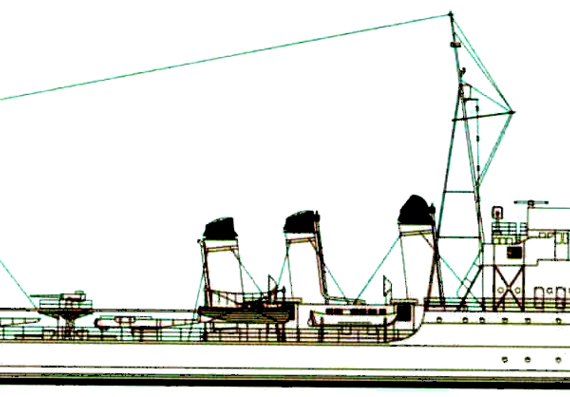 Эсминец NMF Typhon 1941 (Destroyer) - чертежи, габариты, рисунки