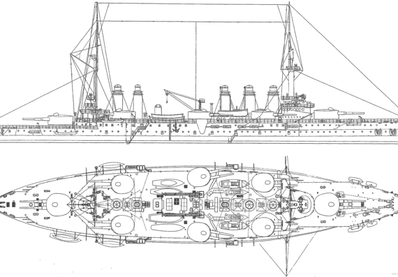 Корабль NMF Vergniaud (Battleship) (1911) - чертежи, габариты, рисунки