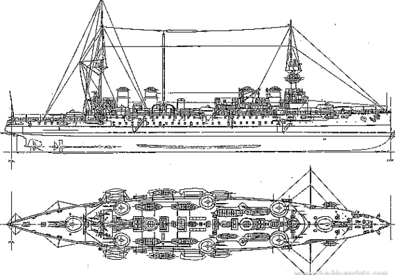 Корабль NMF Victor Hugo (Armoured Cruiser) (1904) - чертежи, габариты, рисунки