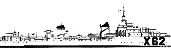 Корабль NMF Volta (Destroyer) (1942) - чертежи, габариты, рисунки