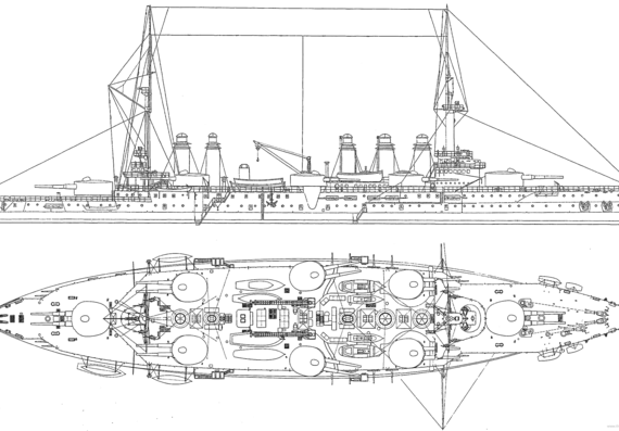 Корабль NMF Voltaire (Battleship) (1911) - чертежи, габариты, рисунки