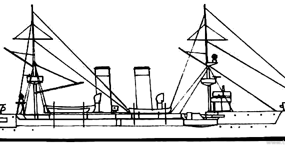 Корабль NRP Vasco Da Gama (Battleship Third Class) - Portugal (1878) - чертежи, габариты, рисунки