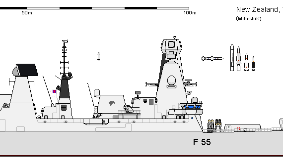 Корабль NZ DDG Type 45 AU - чертежи, габариты, рисунки