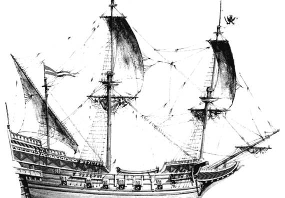 Корабль Netherlands - Roter Lowe 1597 (Frigate) - чертежи, габариты, рисунки
