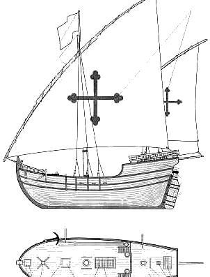 Корабль Nina 1492 (Caravelle) - чертежи, габариты, рисунки
