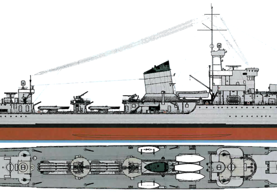 Destroyer ORP Grom 1937 (Destroyer) - drawings, dimensions, pictures