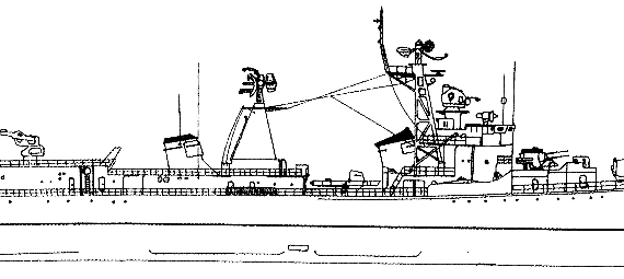 Destroyer ORP Warszawa Project 56AE Modified Kotlin -class Destroyer - drawings, dimensions, pictures