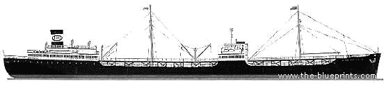 Ship Oil Tanker type T2 - drawings, dimensions, figures