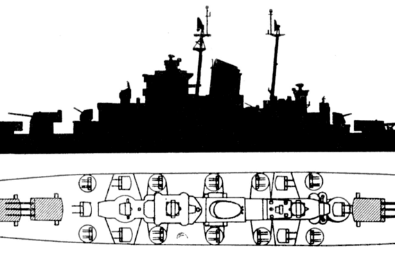 Военный корабль Oregon City Class - чертежи, габариты, рисунки