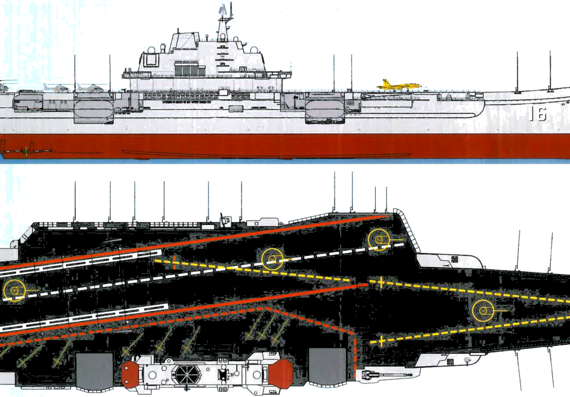 Aircraft carrier PLAN Liaoning (Aircraft Carrier) ex USSR Project 1143.5 Varyag - drawings, dimensions, pictures