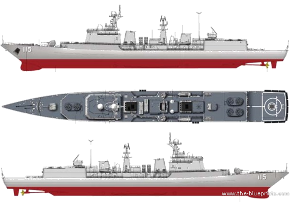 Эсминец PLAN Type 051C Sheyang DDG-115 (Destroyer) - чертежи, габариты, рисунки