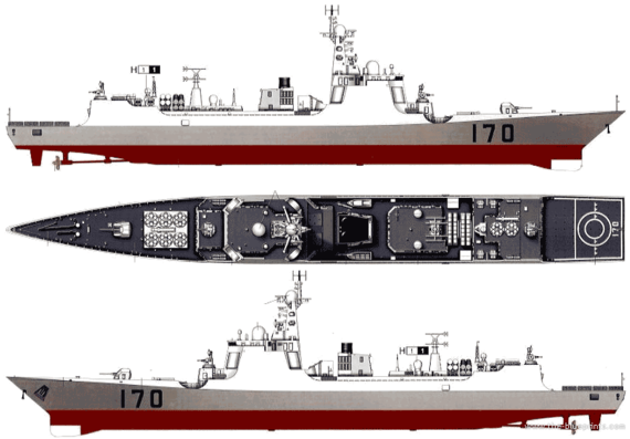 Ship PLA 052C DDG-170 Ranzhou - drawings, dimensions, figures