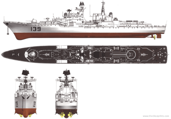 Корабль PLA DDG-139 Ningbo - чертежи, габариты, рисунки