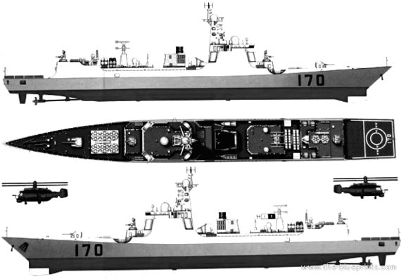 Корабль PLA DDG-170 Lanzhou - чертежи, габариты, рисунки