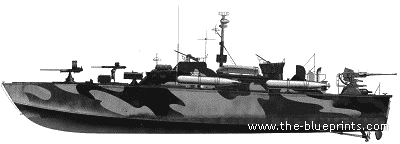 Военный корабль PT-596 Torpedo Boat - чертежи, габариты, рисунки