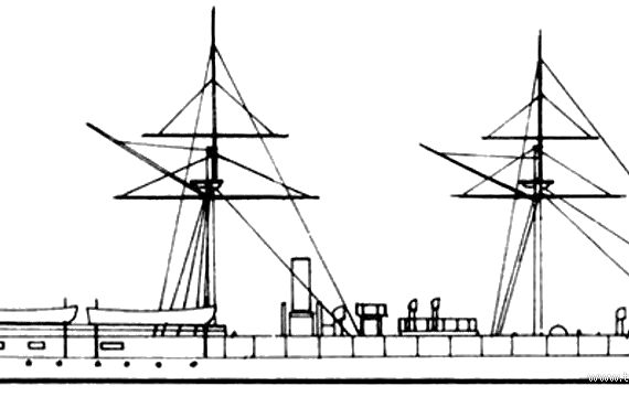 Peru - Huascar (Battleship Second Class) (1867) - drawings, dimensions, pictures