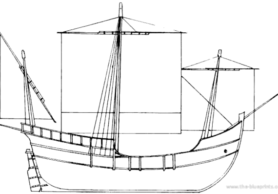 Корабль Pinta (1492) - чертежи, габариты, рисунки