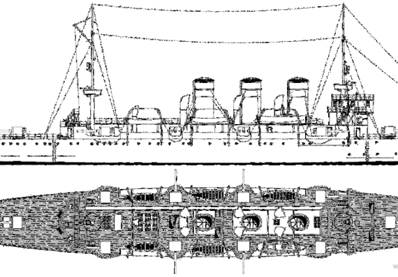 Крейсер Prut 1915 (Protected Cruiser) - чертежи, габариты, рисунки