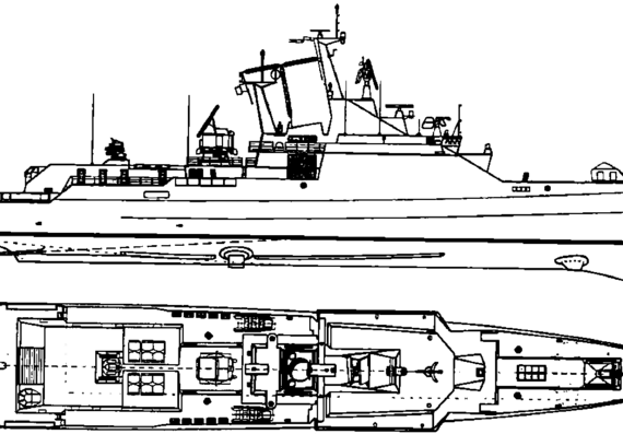 Ship RFS Project 2038.2 XXI-2 Corvette - drawings, dimensions, pictures