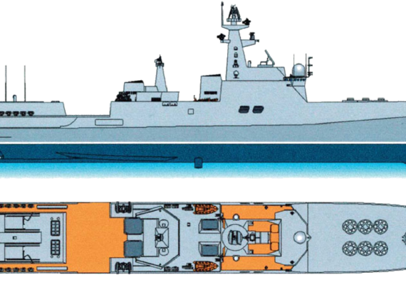 Эсминец RFS Project 2195.6 Destroyer - чертежи, габариты, рисунки