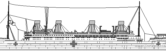 RMS Britanic ship - drawings, dimensions, figures