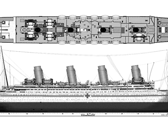 Корабль RMS Britannic - чертежи, габариты, рисунки