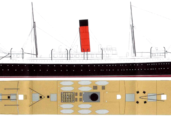 Ship RMS Carpathia - drawings, dimensions, figures